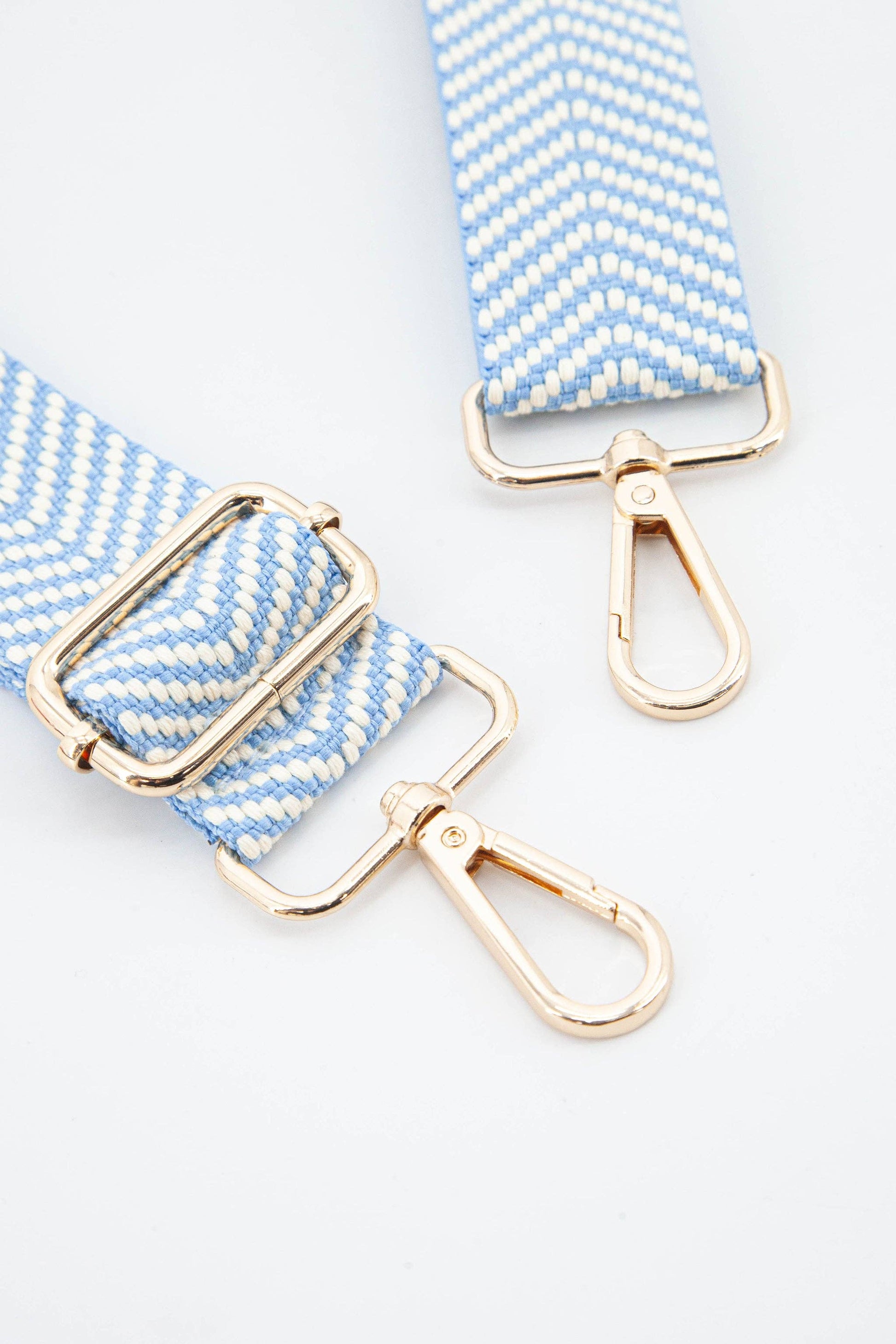 Chevron Print Woven Bag Strap in Azure Blue - Pursenalities_uk