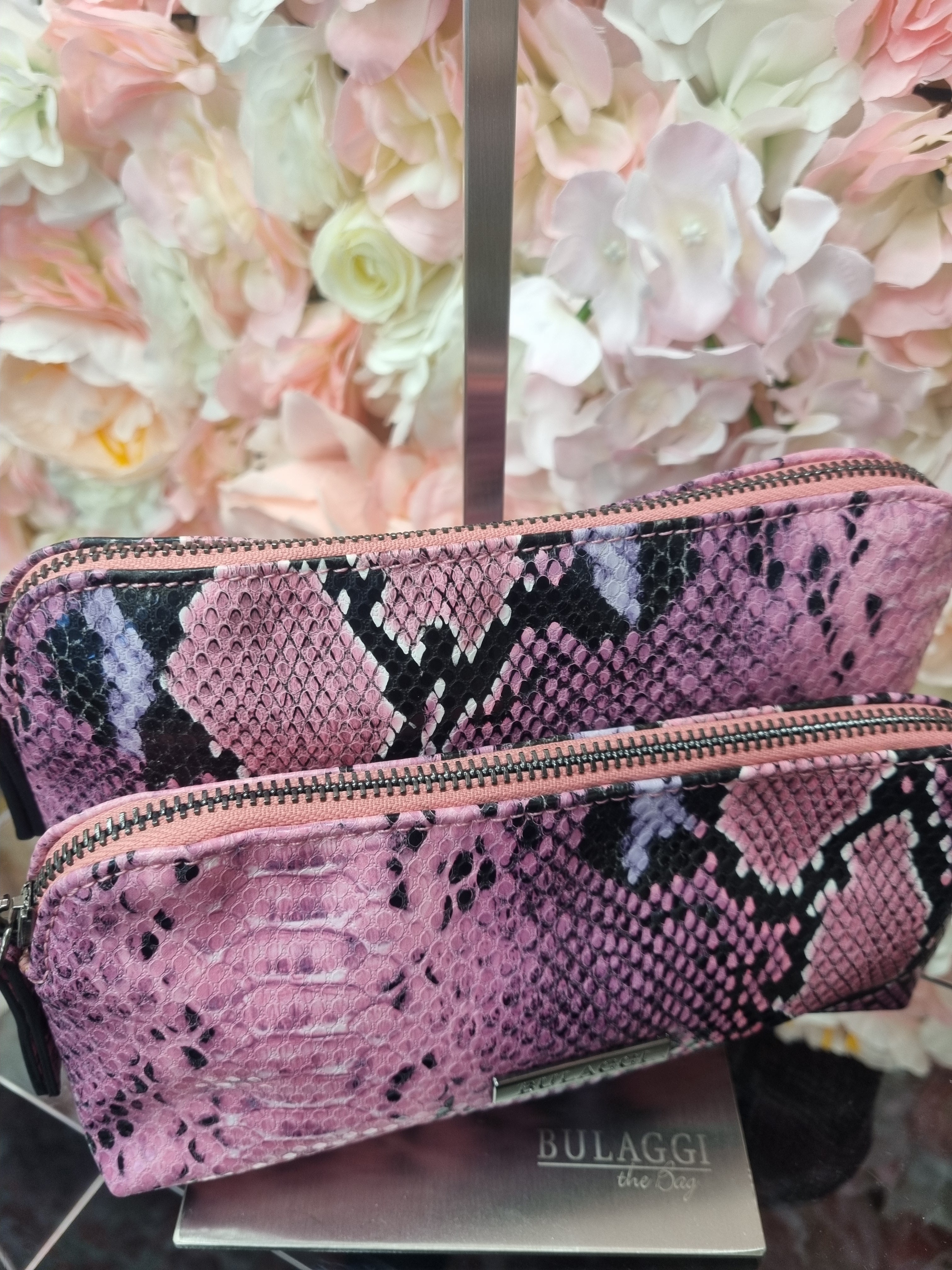 Bulaggi Hot pink snakeskin print belt bag