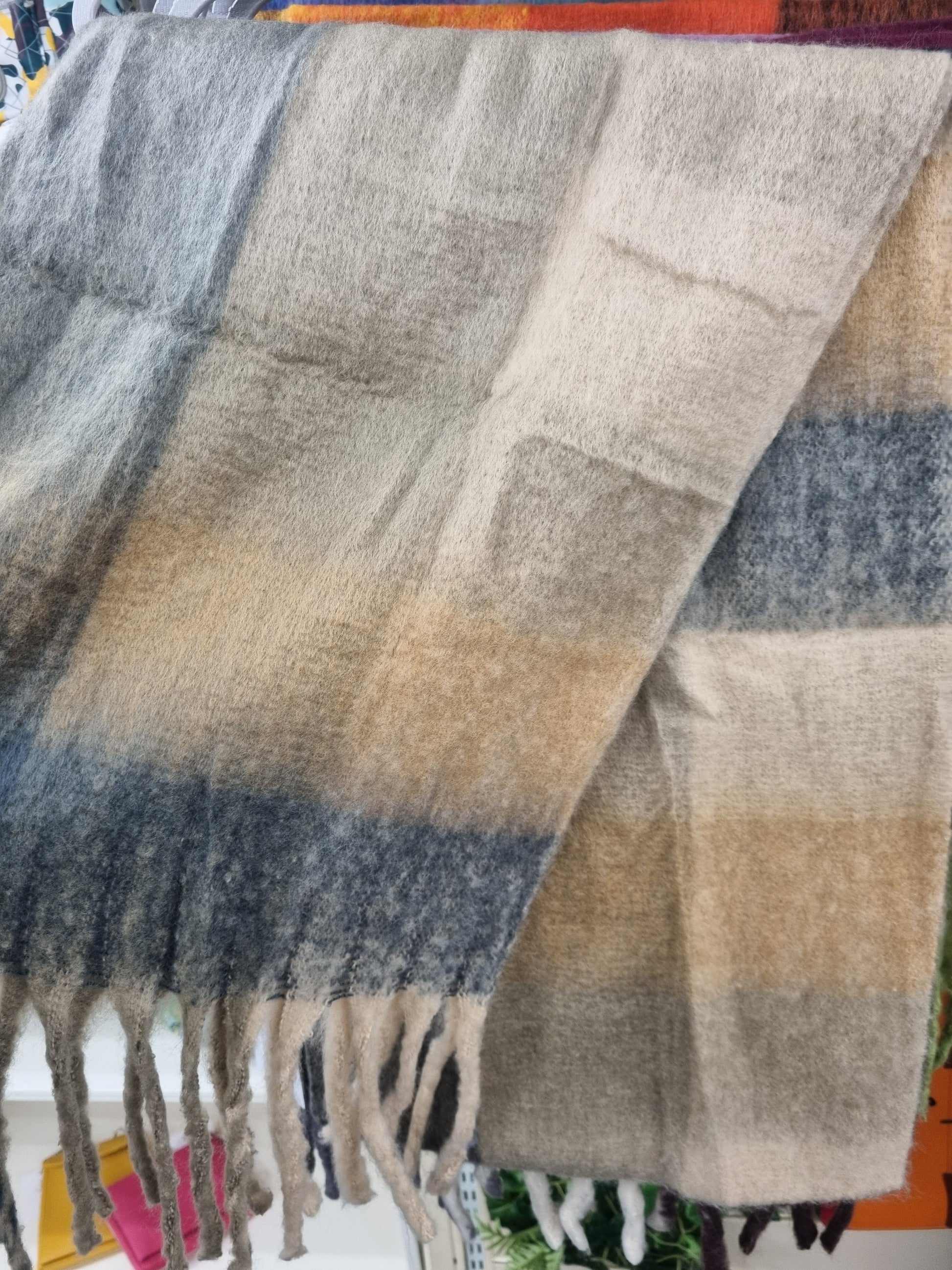 Allie Heavyweight Scarf - Neutral, Square Colour Block - Pursenalities_uk