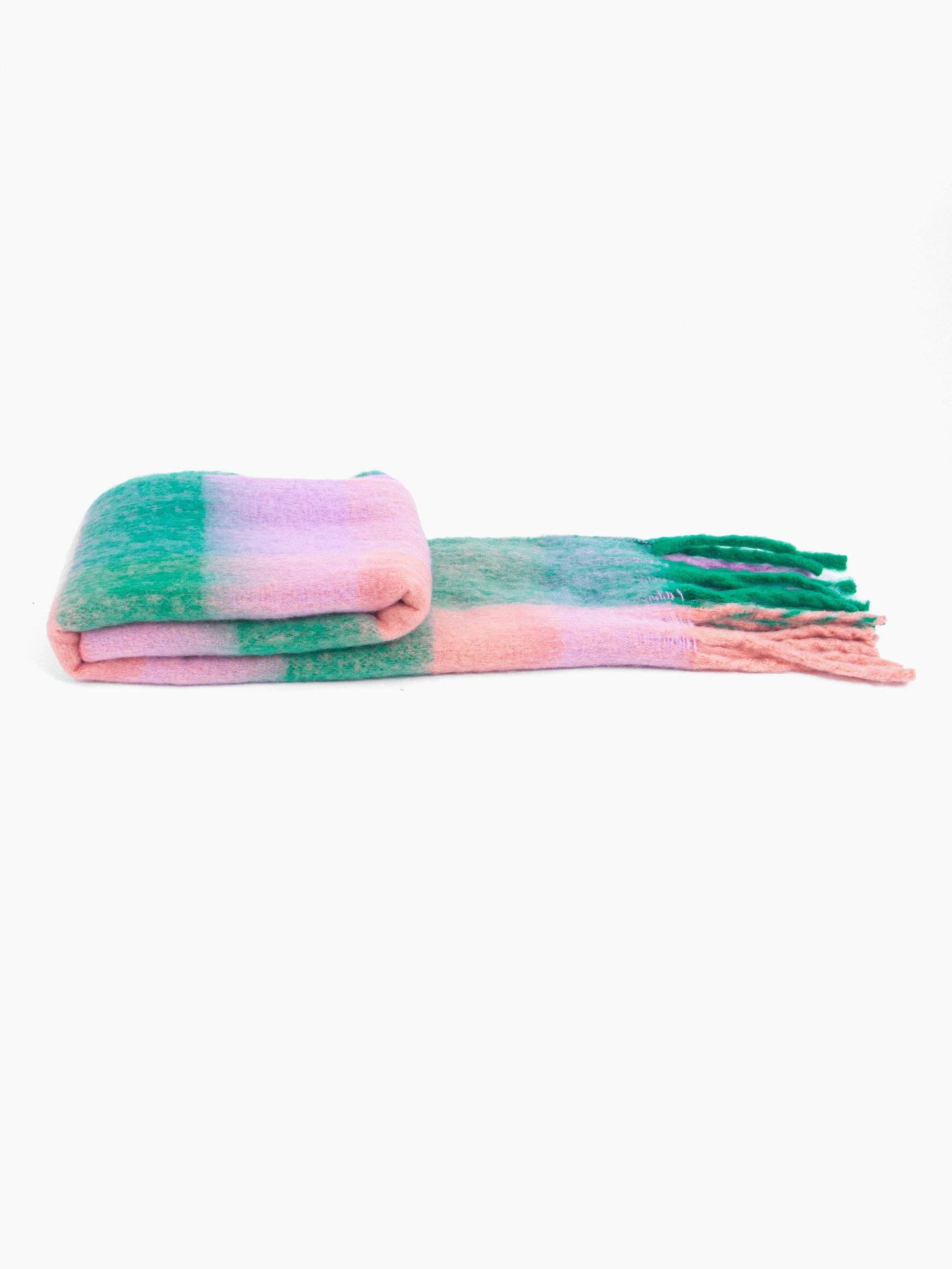 Allie Heavyweight Scarf - Green/Lilac, Square Colour Block - Pursenalities_uk