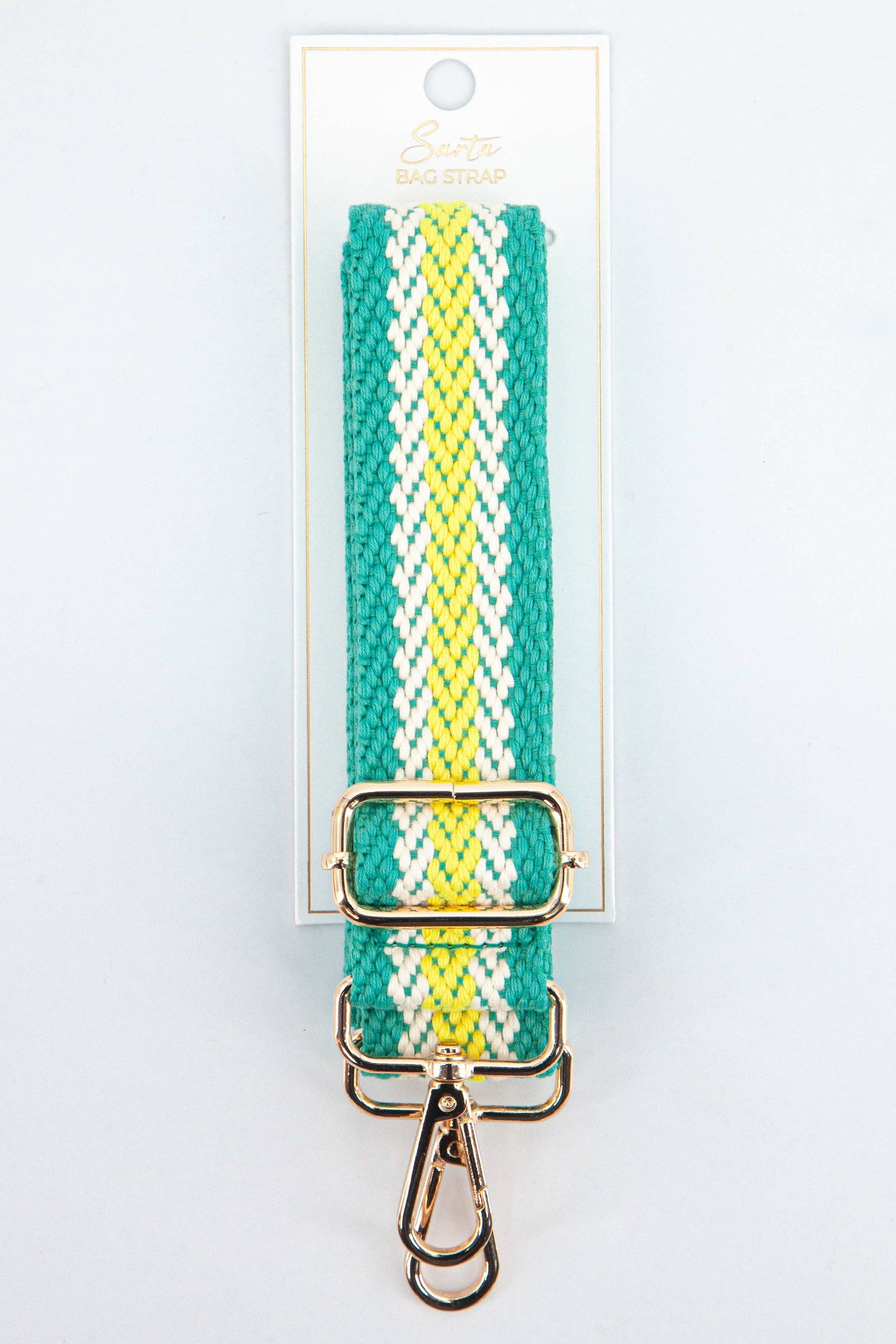 Contrasting Stripes Bag Strap in Turquoise & Lime - Pursenalities_uk