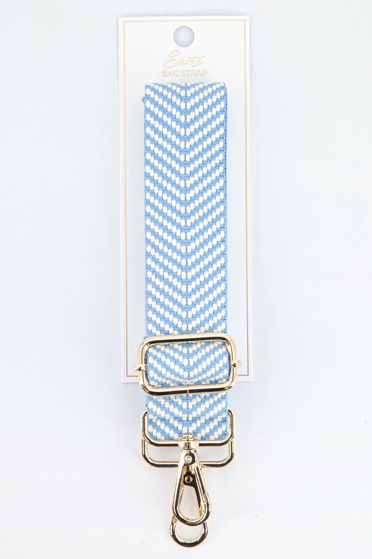 Chevron Print Woven Bag Strap in Azure Blue - Pursenalities_uk