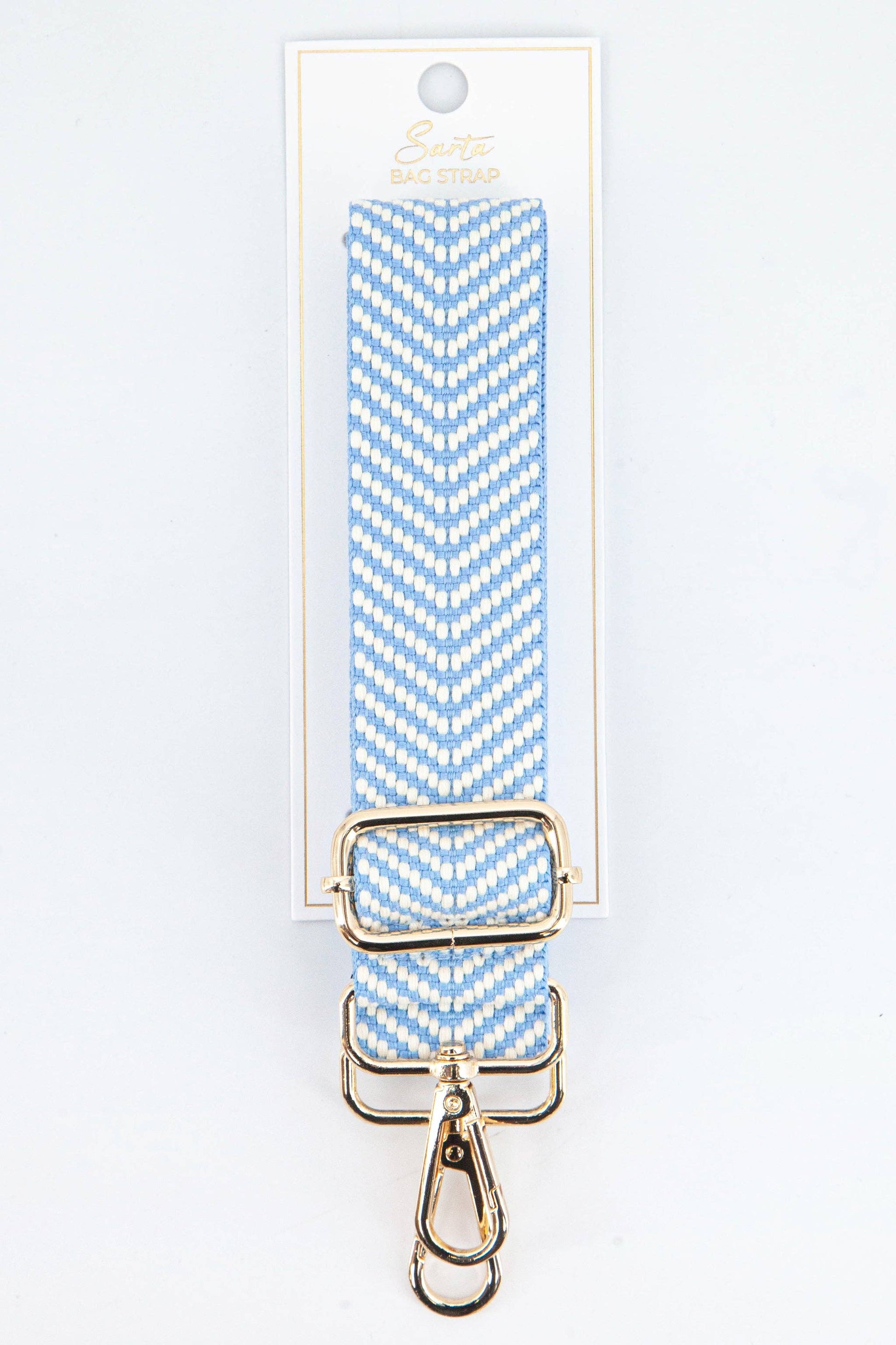 Chevron Print Woven Bag Strap in Azure Blue - Pursenalities_uk