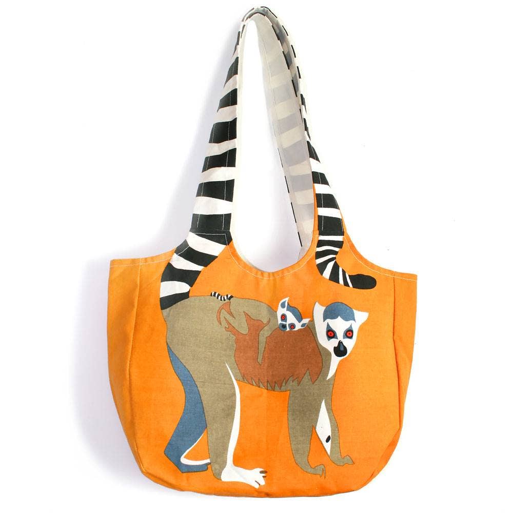 Shoulder Bag, Cotton, Ring-tail Lemur - Pursenalities_uk