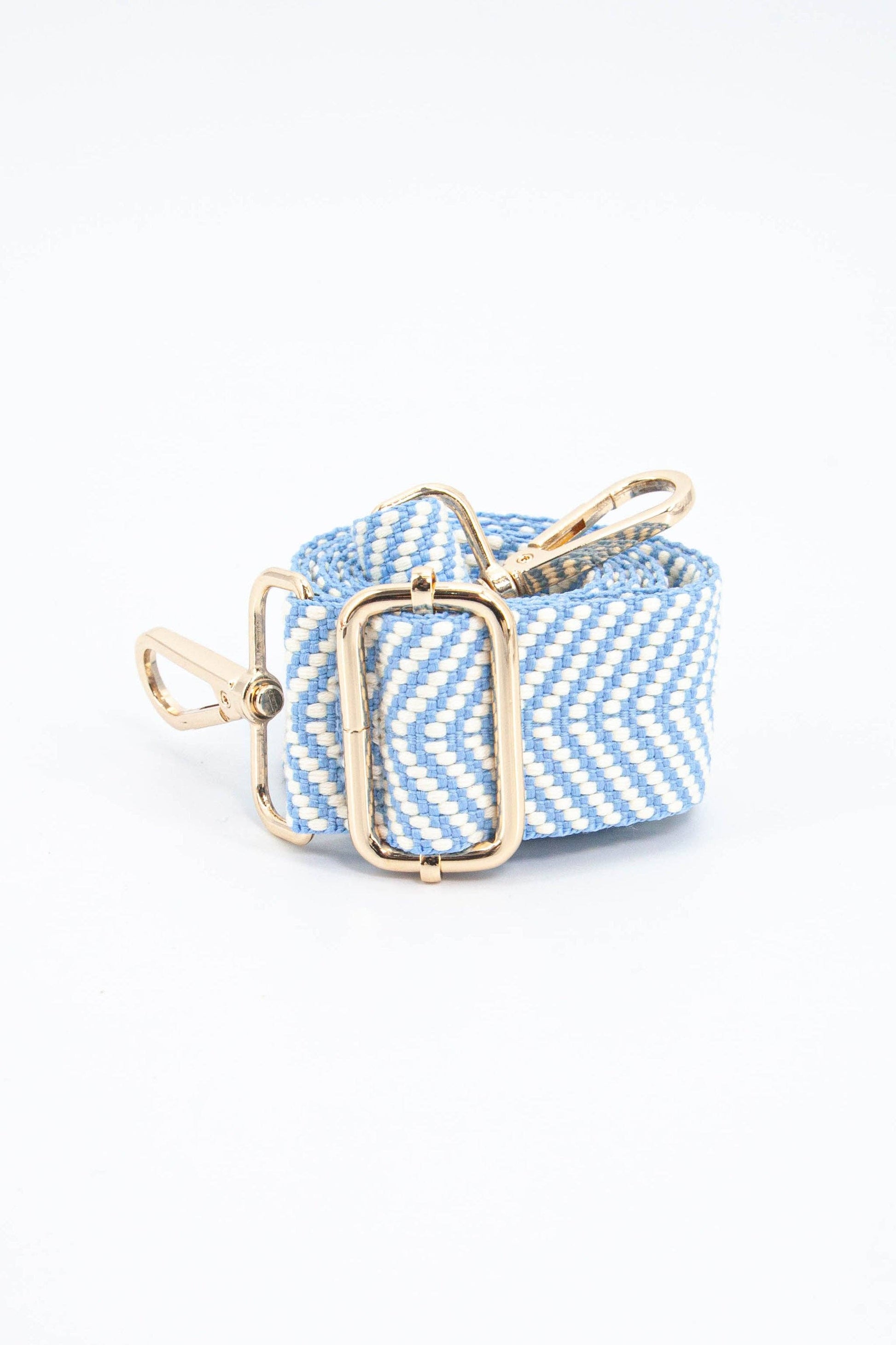 Chevron Print Woven Bag Strap in Azure Blue - Pursenalities_uk