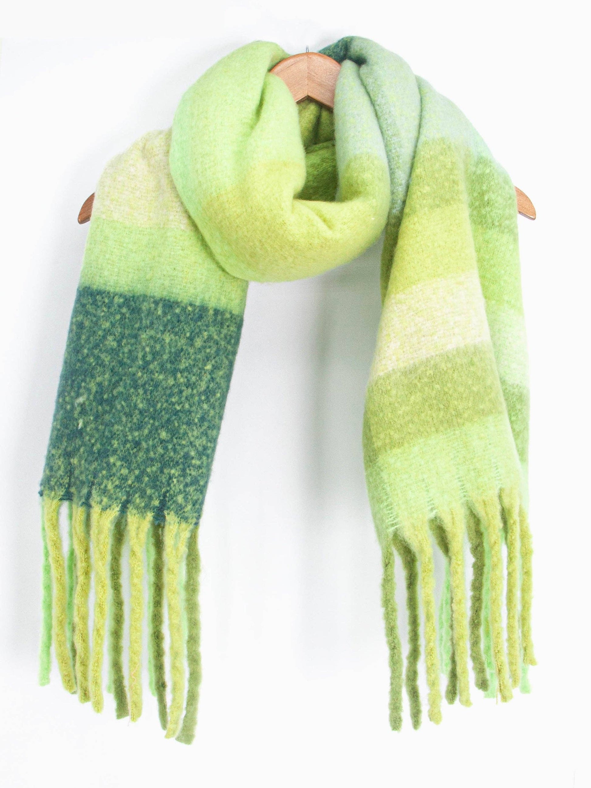 Allie Heavyweight Scarf - Green, Square Colour Block - Pursenalities_uk