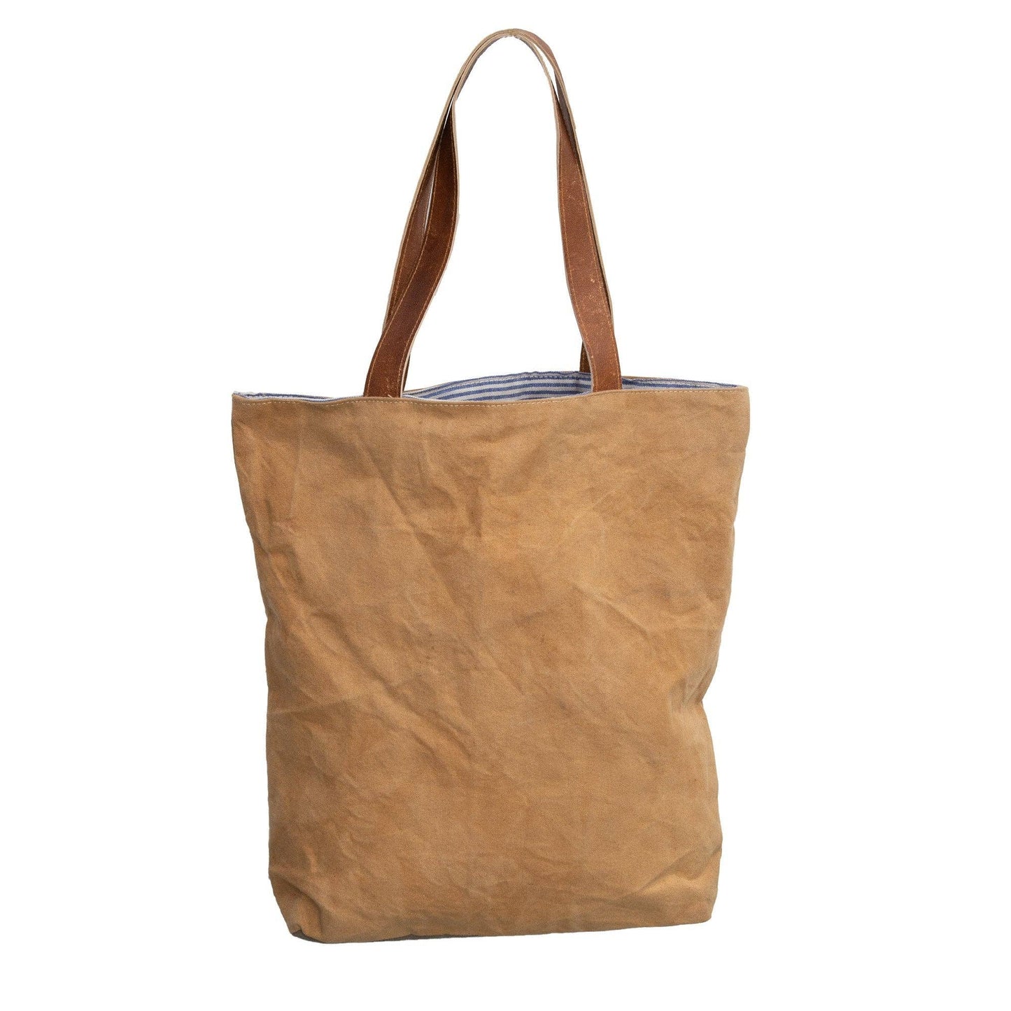 Tan 'Stars' Upcycled Canvas Tote (010) - Pursenalities_uk