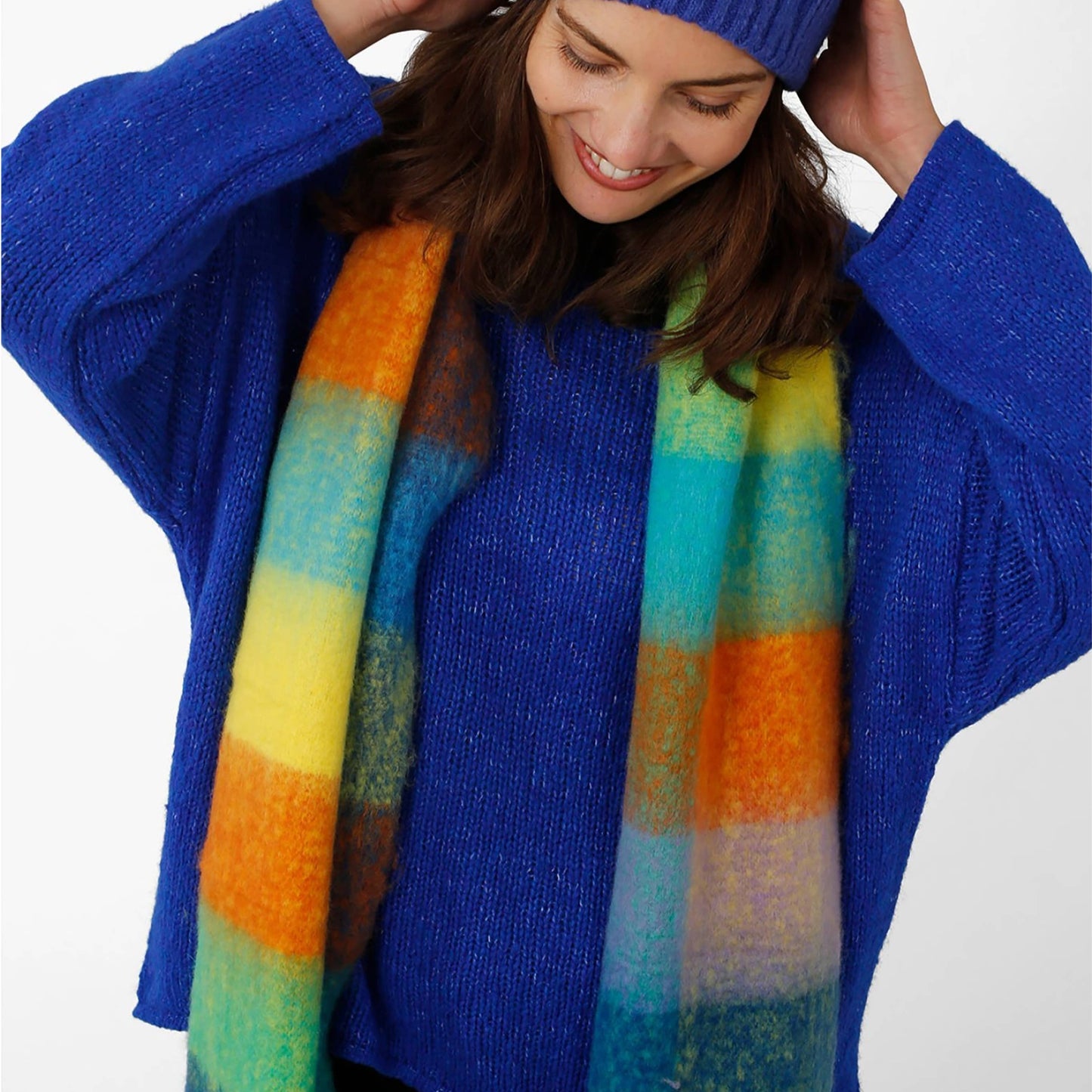 Allie Heavyweight Scarf - Multi, Square Colour Block - Pursenalities_uk