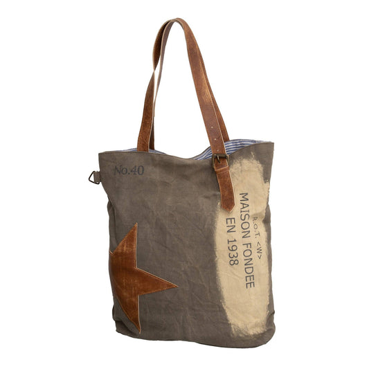 Khaki Upcycled Canvas Tote (001) - Pursenalities_uk