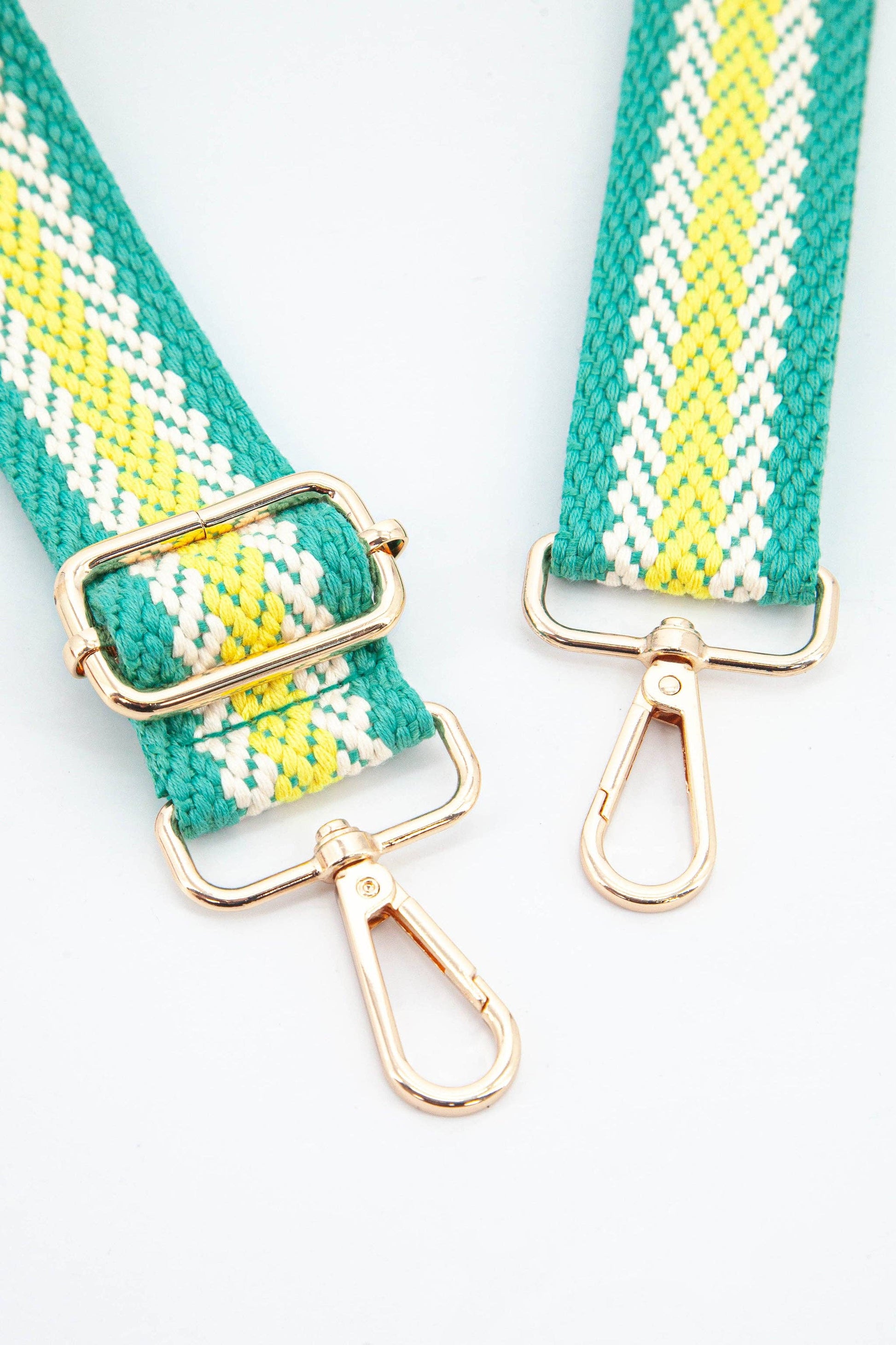 Contrasting Stripes Bag Strap in Turquoise & Lime - Pursenalities_uk