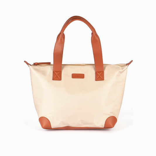 Harlowe Classic Tote Bag - Cream, Nylon/PU