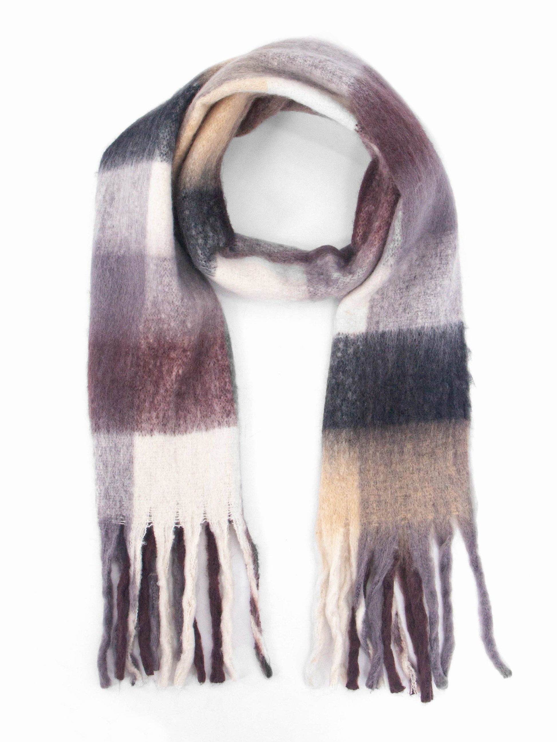 Allie Heavyweight Scarf - Black, Square Colour Block - Pursenalities_uk