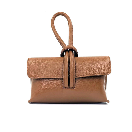 Chic leather clutch bag with pull through loop strap