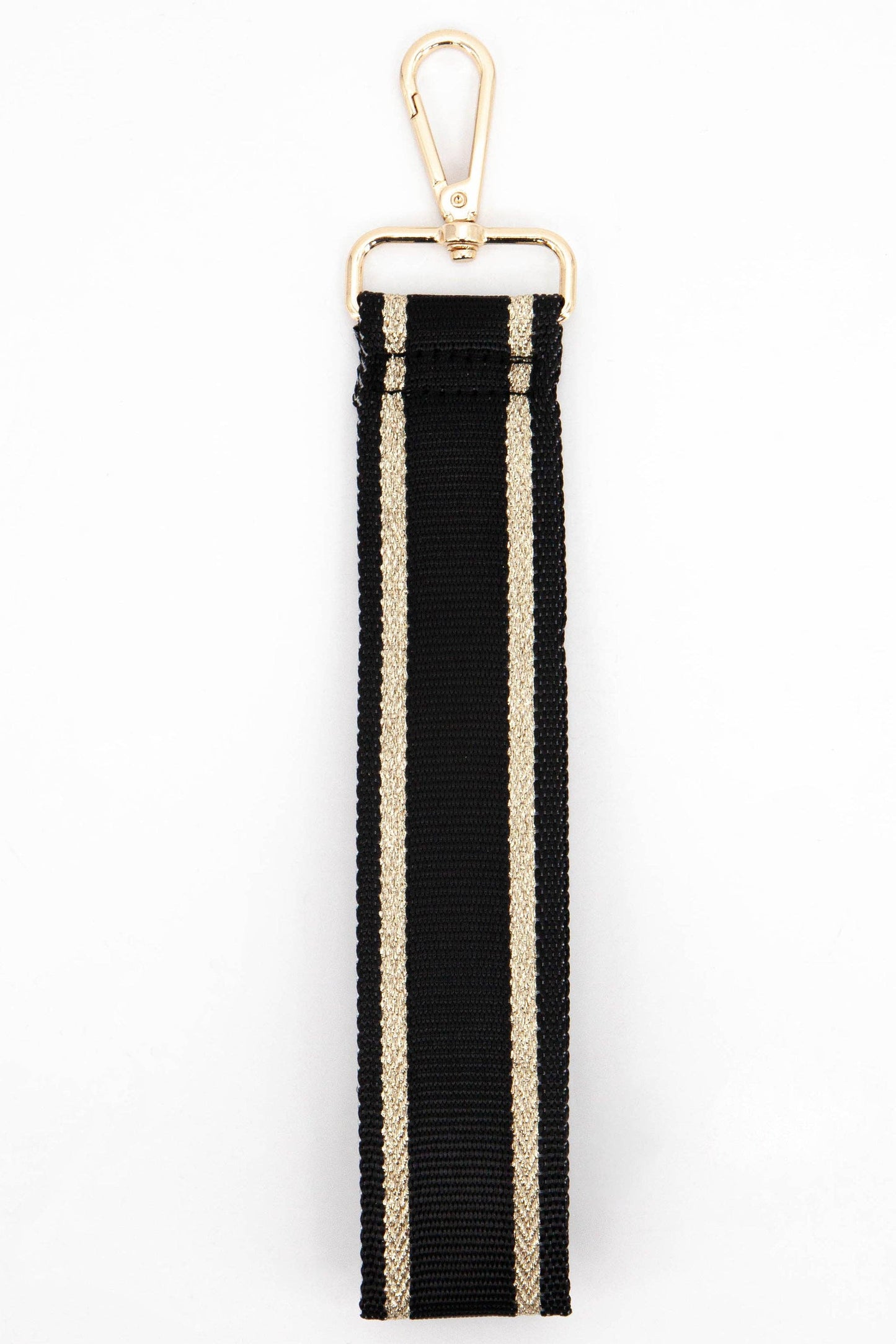 Metallic Border Stripe Plain Wrist Strap in Black & Gold - Pursenalities_uk