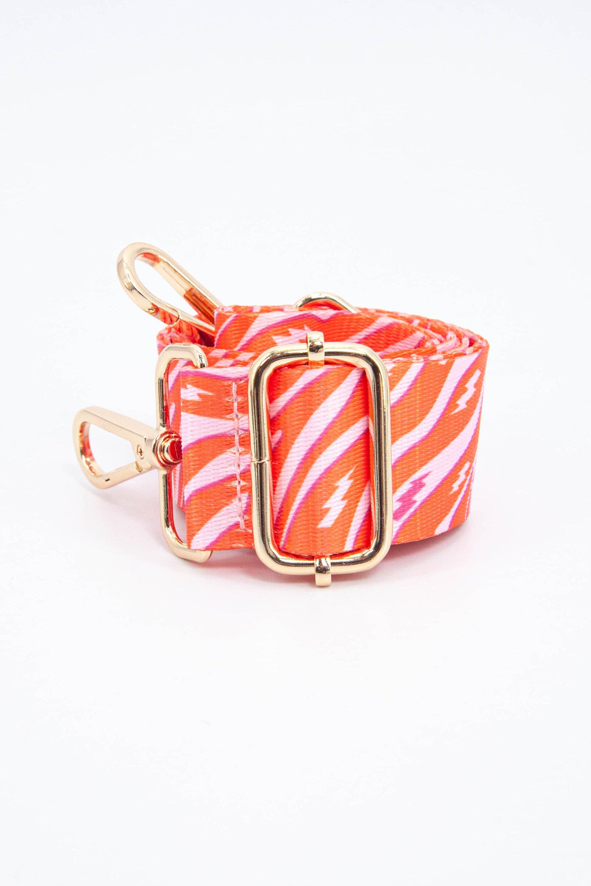 Two Tone Zebra and Lightning Bolt Bag Strap in Pink & Orange - Pursenalities_uk