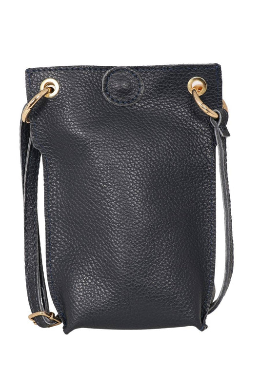 Navy Blue Italian Leather Crossbody Phone Pouch - Pursenalities_uk