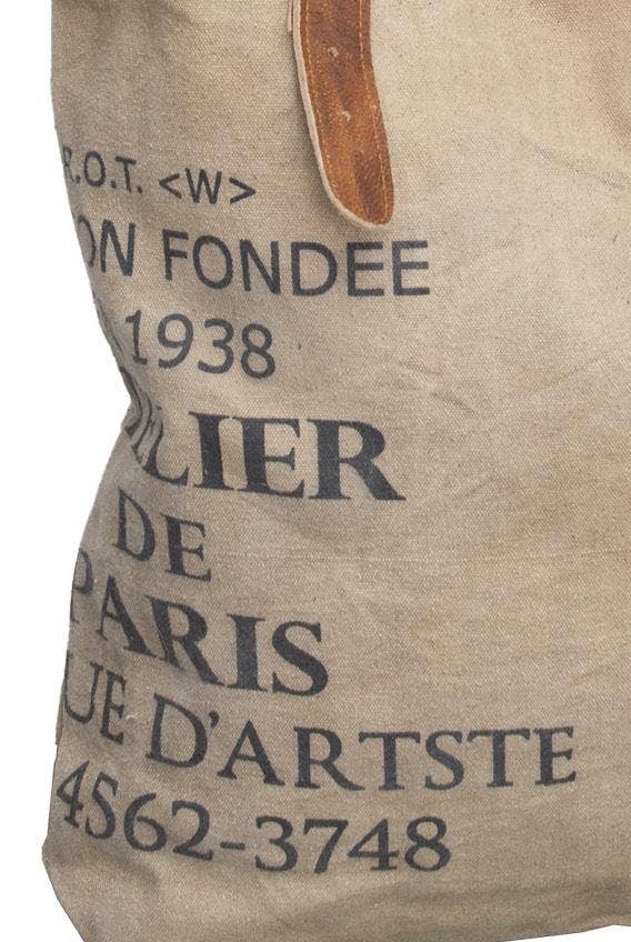 Beige Vintage French Upcycled Canvas Tote (009) - Pursenalities_uk