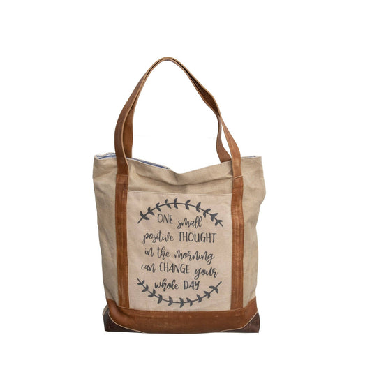 'One Positive Thought' Upcycled Canvas Tote (008) - Pursenalities_uk