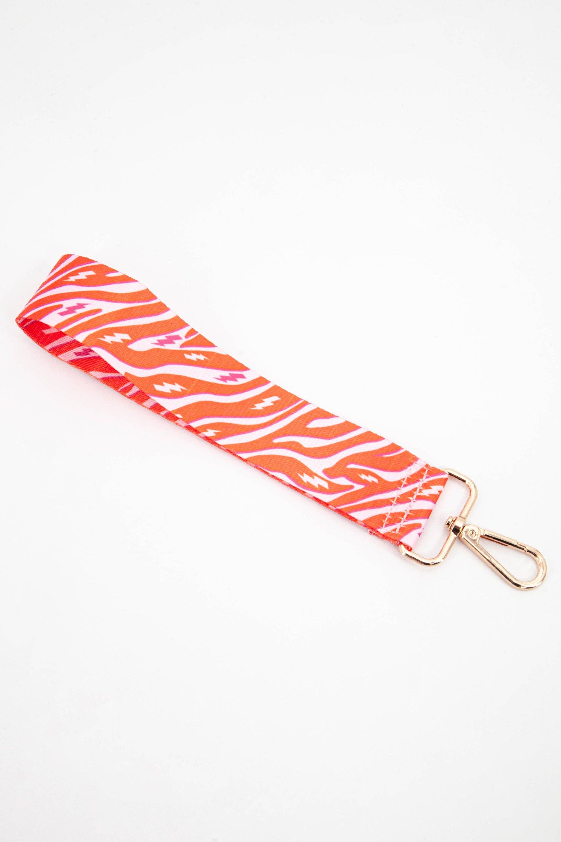 Two Tone Zebra & Lightning Bolt Wrist Strap in Pink & Orange - Pursenalities_uk