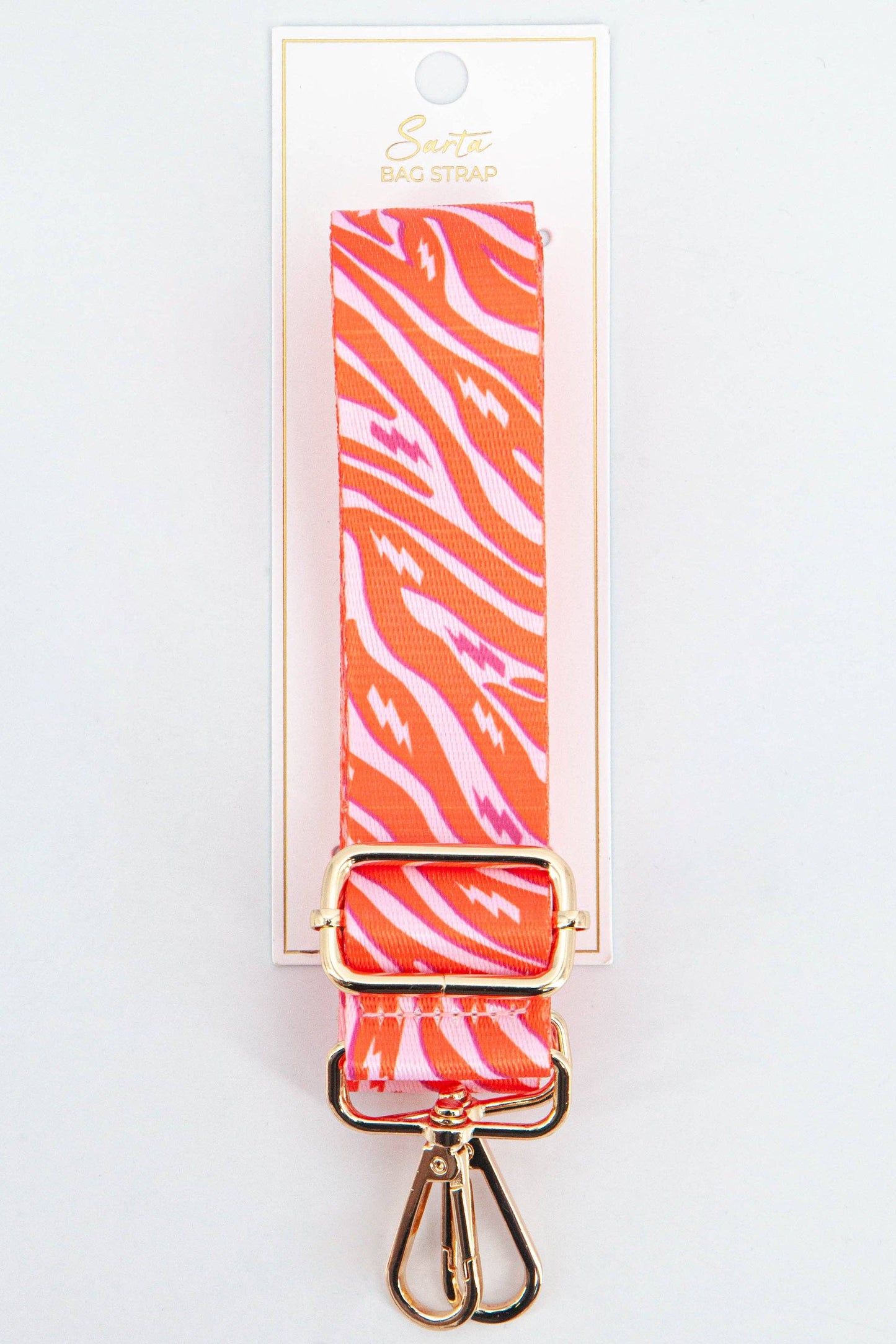 Two Tone Zebra and Lightning Bolt Bag Strap in Pink & Orange - Pursenalities_uk