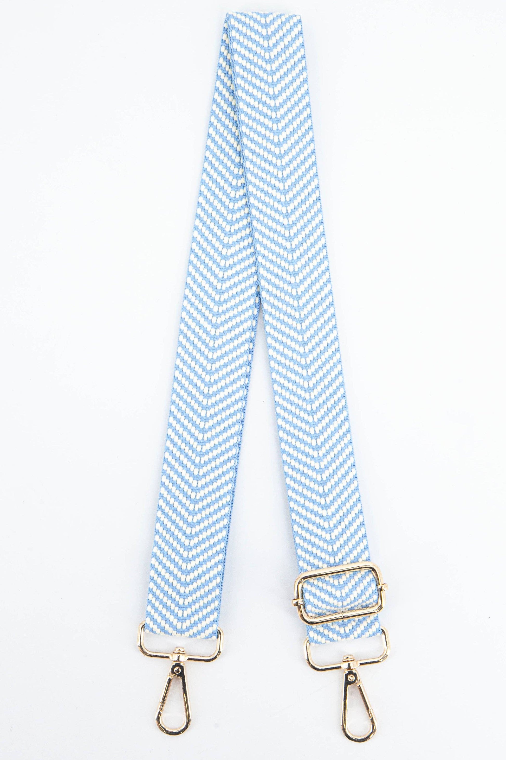 Chevron Print Woven Bag Strap in Azure Blue - Pursenalities_uk