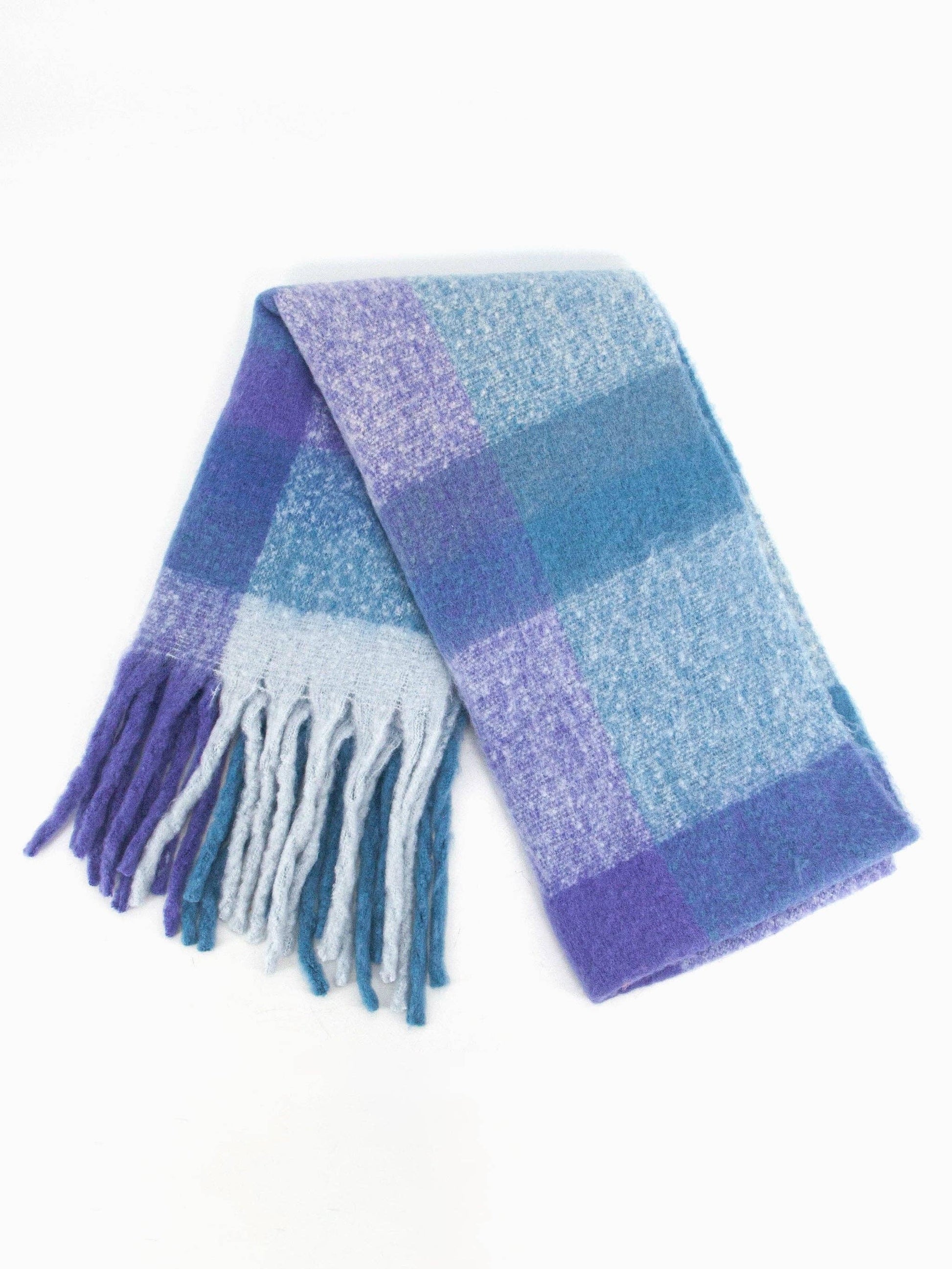 Allie Heavyweight Scarf - Blue/Purple, Square Colour Block - Pursenalities_uk