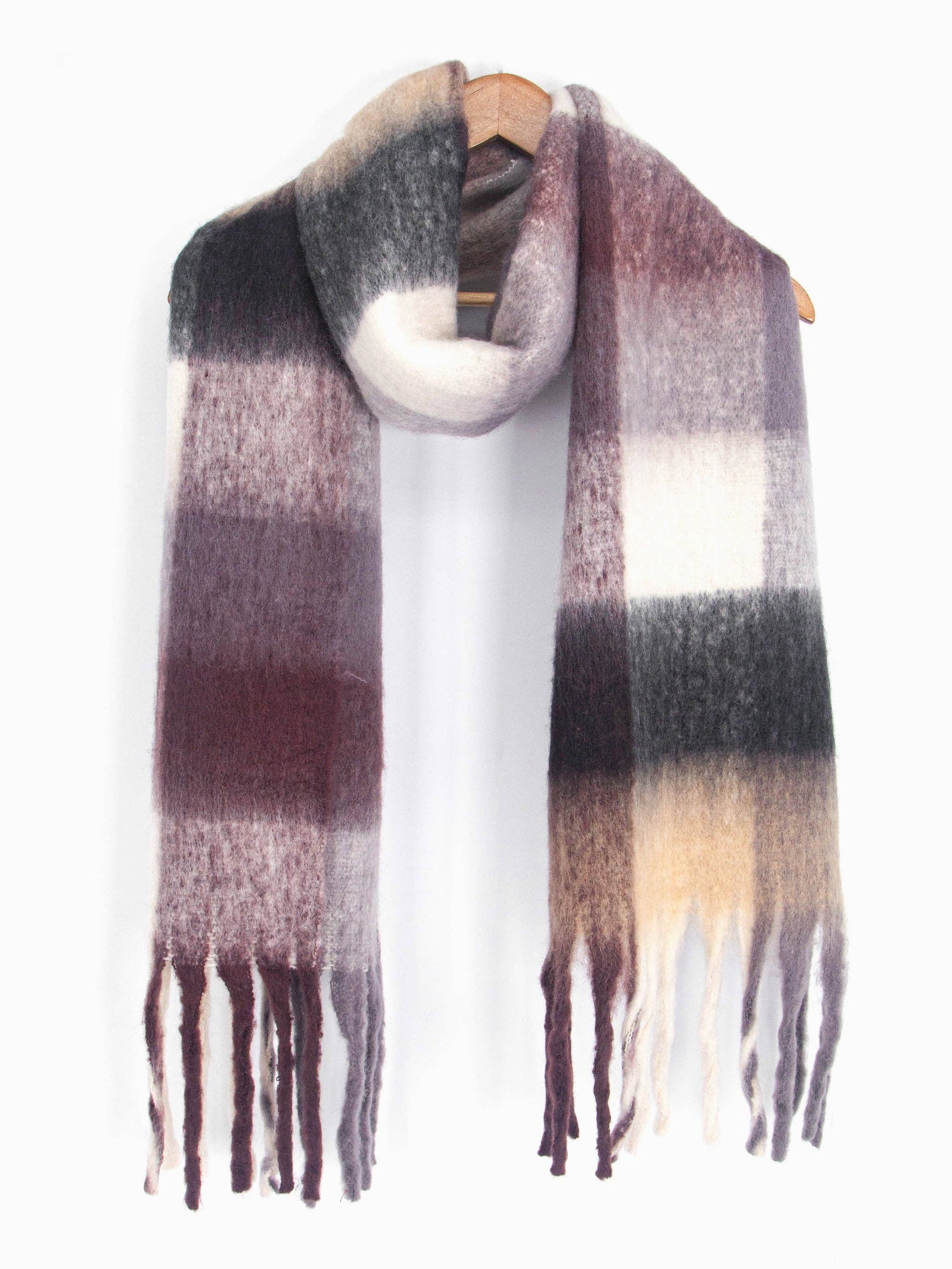 Allie Heavyweight Scarf - Black, Square Colour Block - Pursenalities_uk