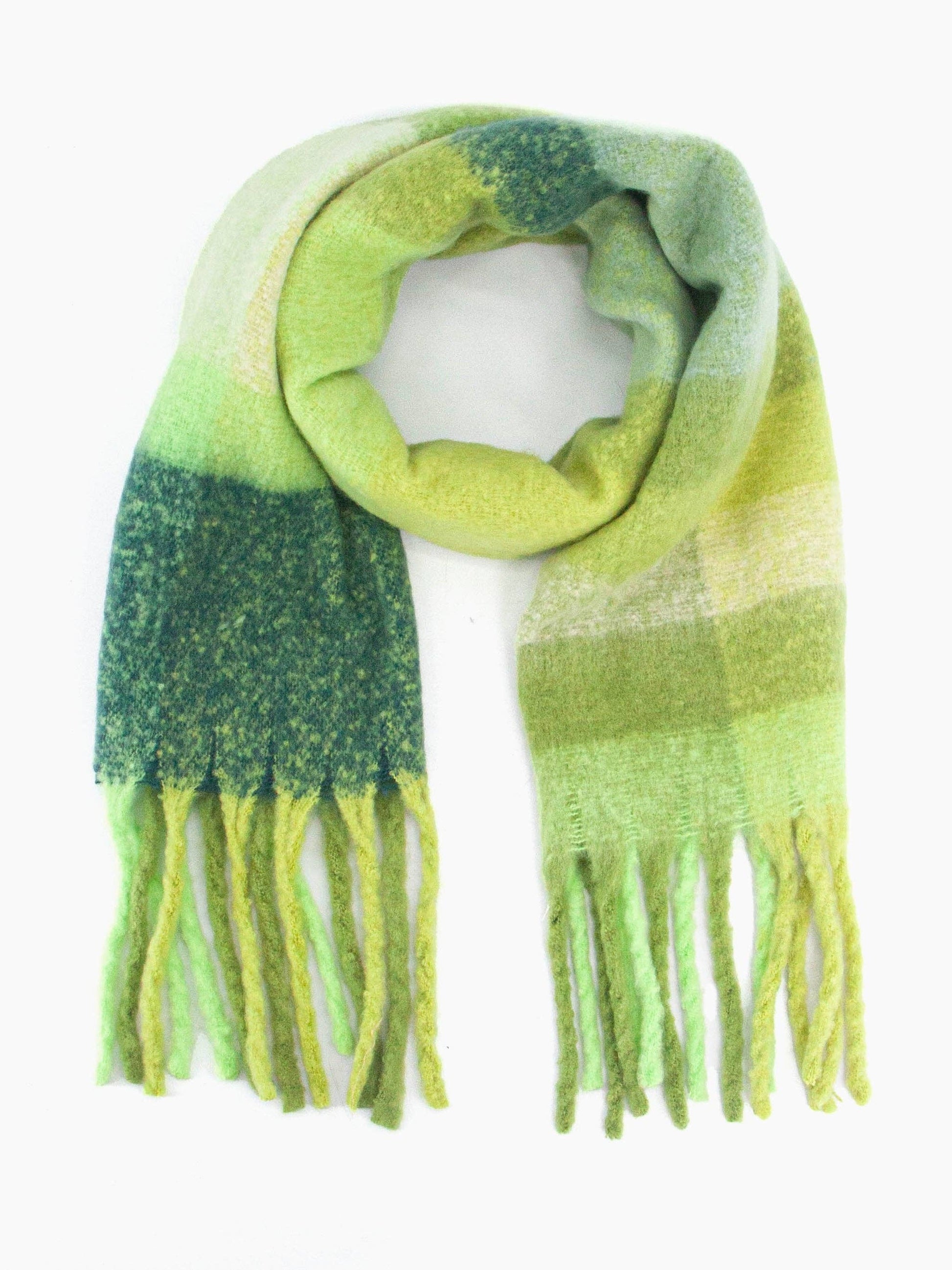 Allie Heavyweight Scarf - Green, Square Colour Block - Pursenalities_uk