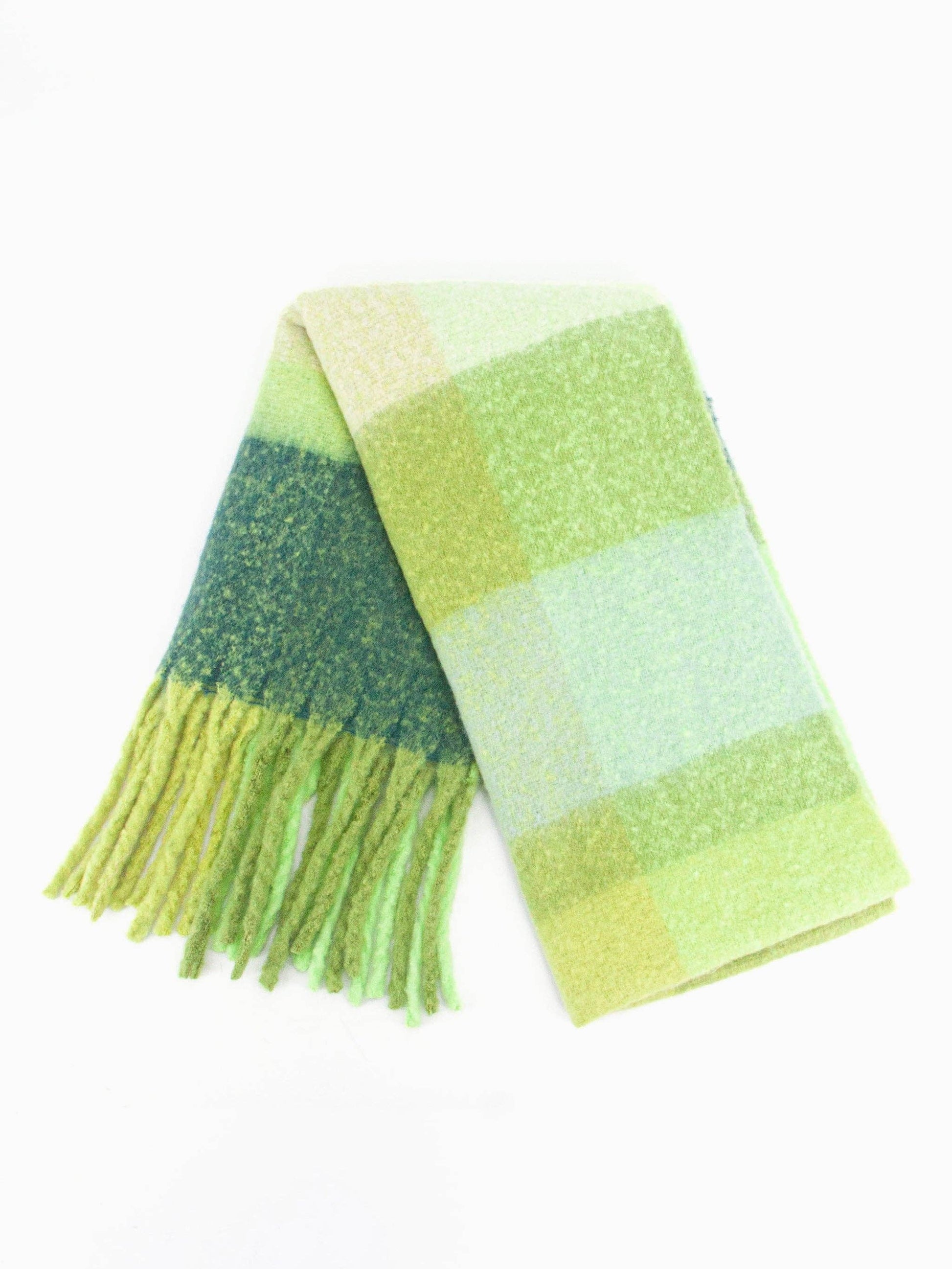 Allie Heavyweight Scarf - Green, Square Colour Block - Pursenalities_uk