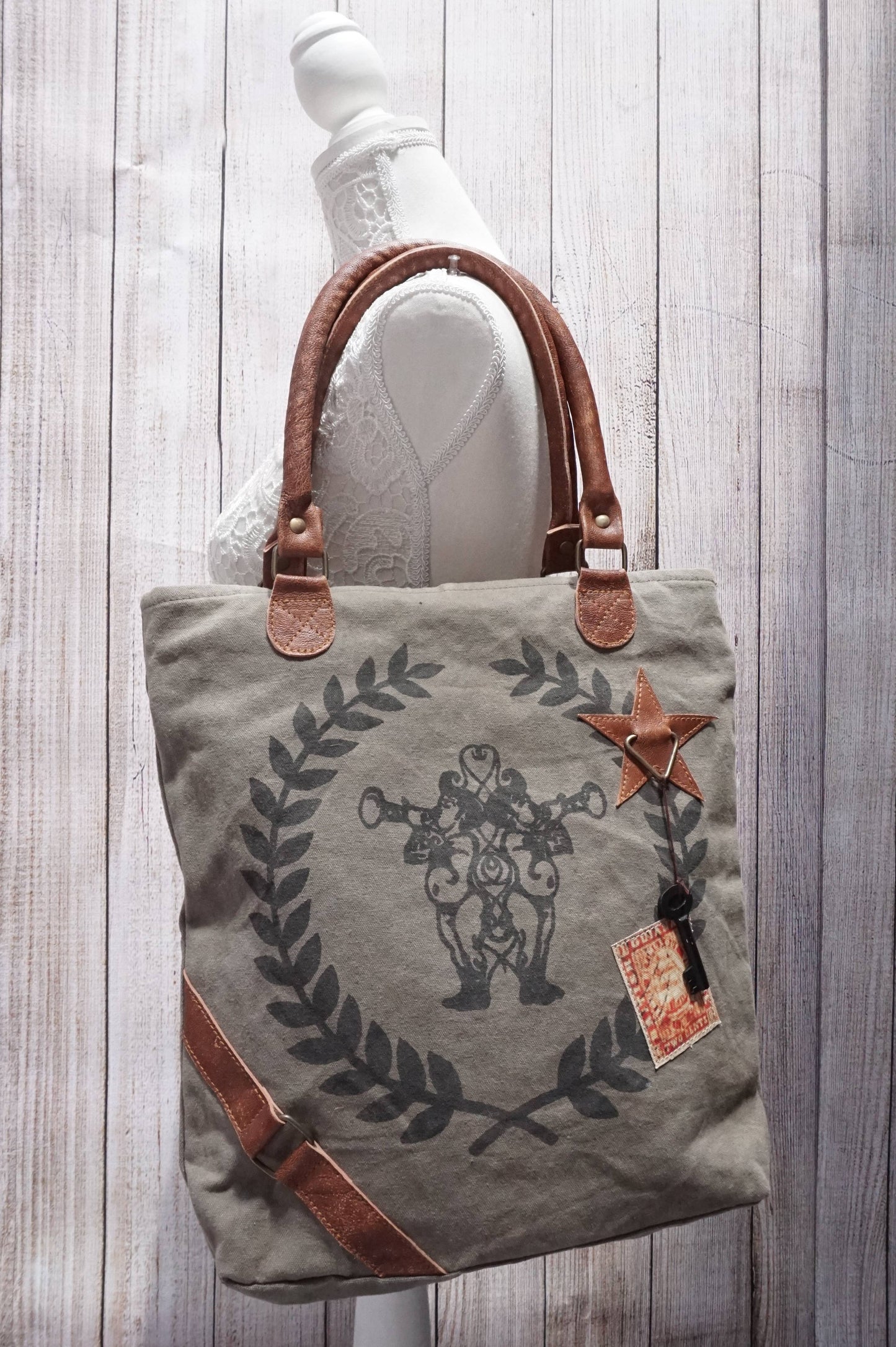 Cherubs Vintage Upcycled Canvas Tote (110) - Pursenalities_uk