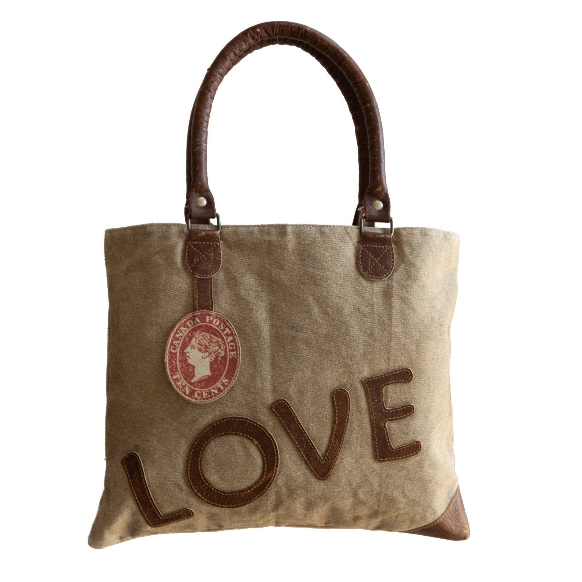 'Love' Upcycled Zip Top Canvas Tote (128) - Pursenalities_uk