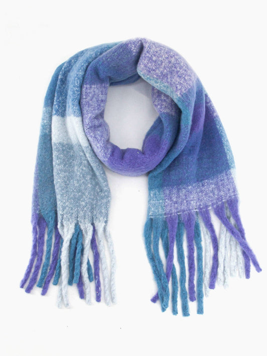 Allie Heavyweight Scarf - Blue/Purple, Square Colour Block - Pursenalities_uk