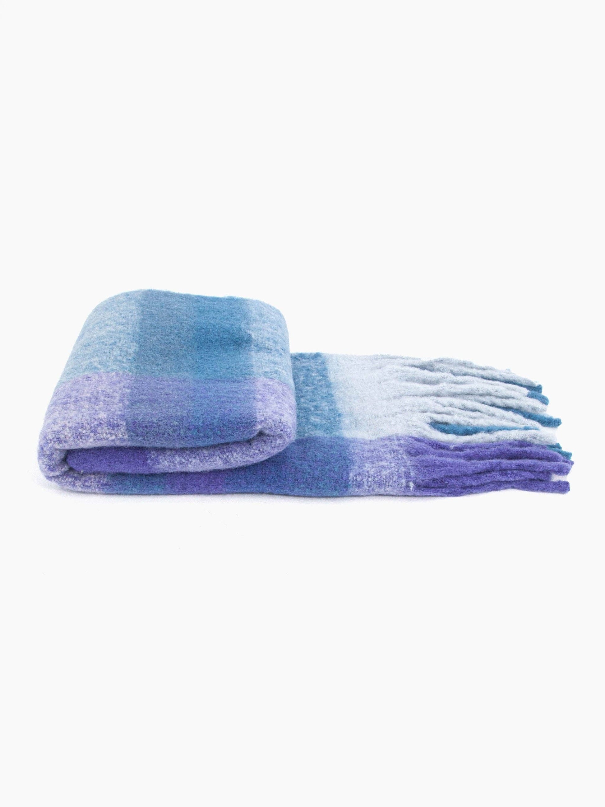 Allie Heavyweight Scarf - Blue/Purple, Square Colour Block - Pursenalities_uk