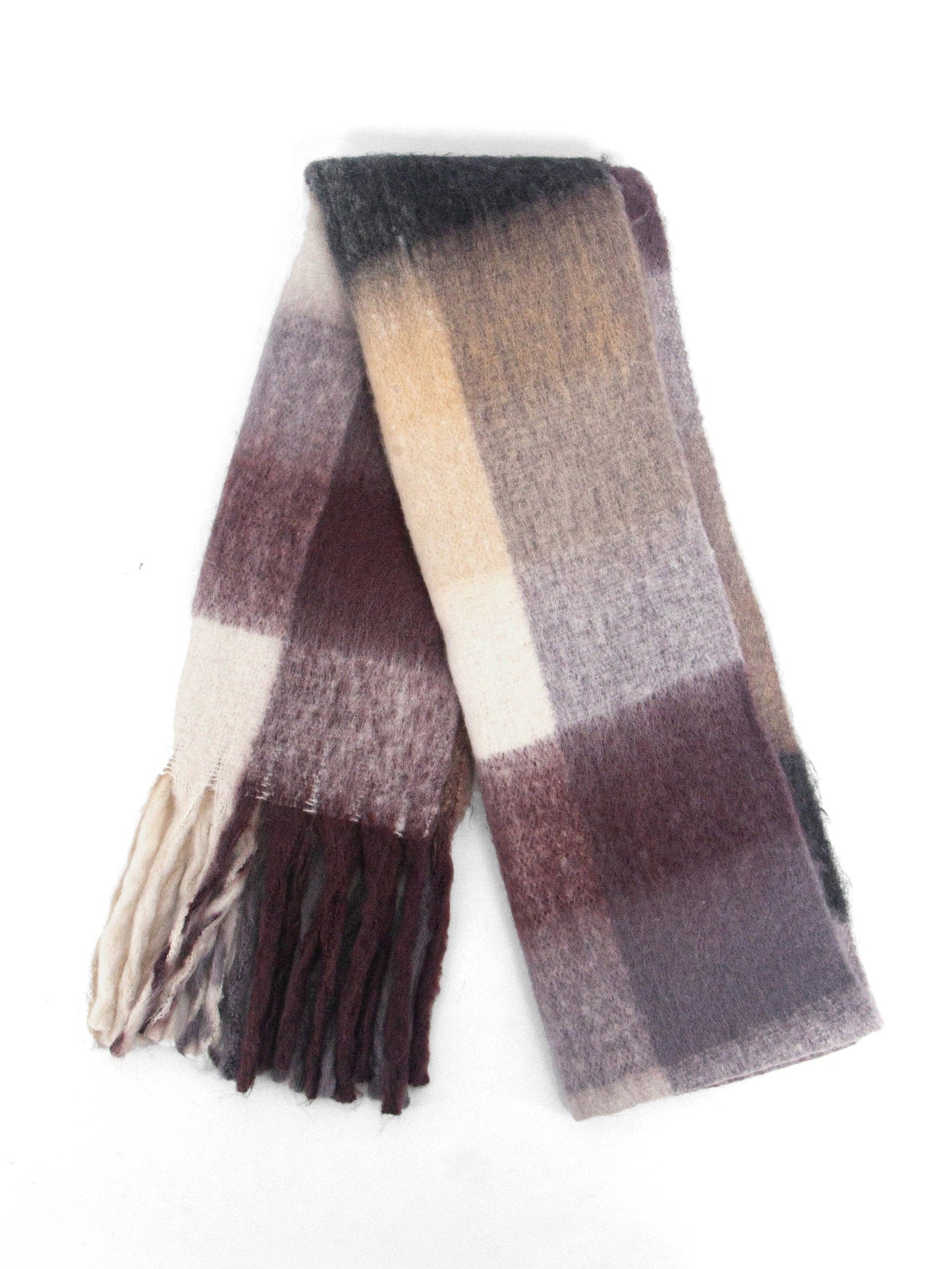 Allie Heavyweight Scarf - Black, Square Colour Block - Pursenalities_uk