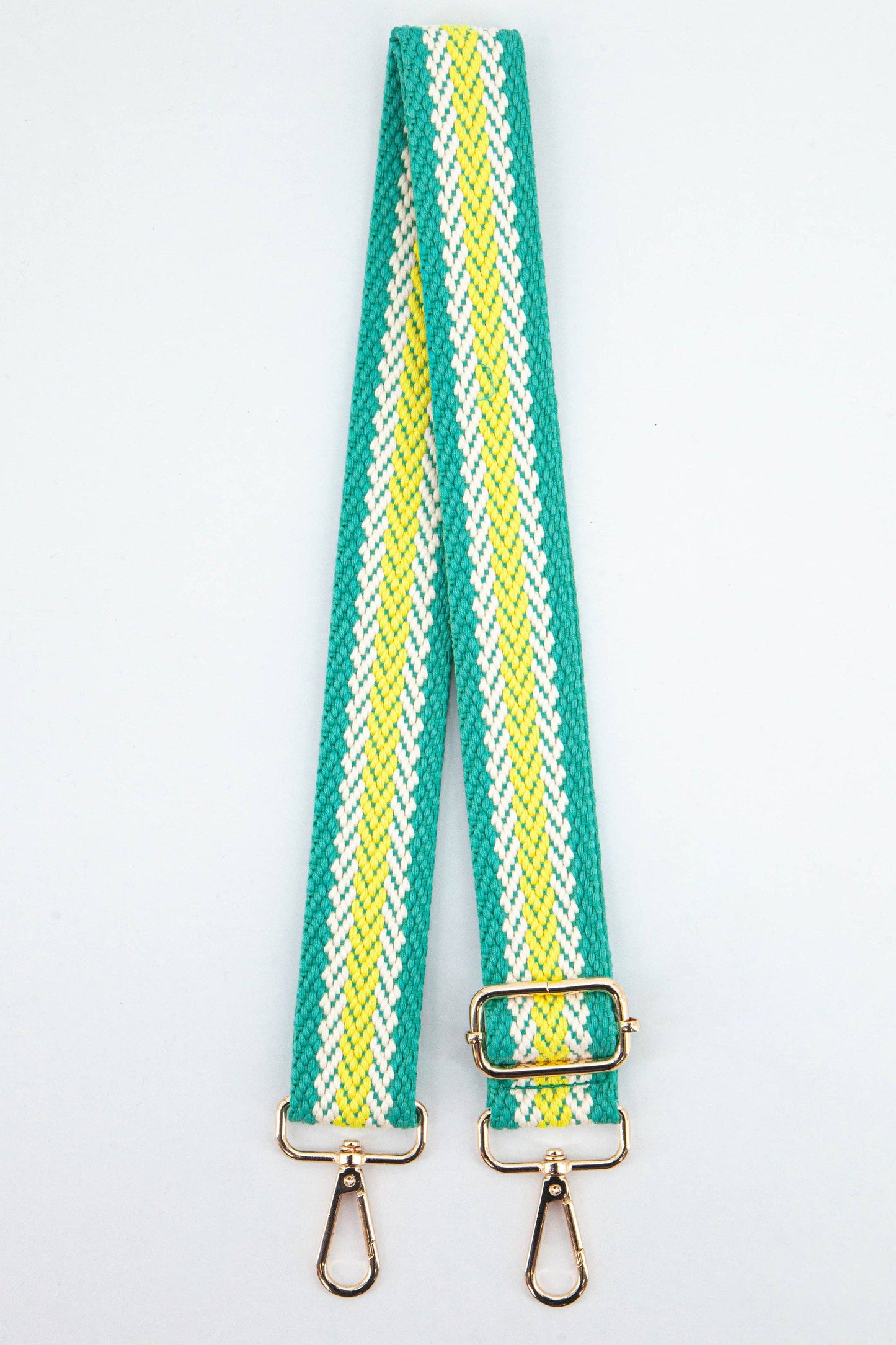 Contrasting Stripes Bag Strap in Turquoise & Lime - Pursenalities_uk