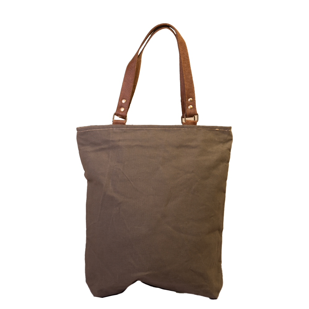 Khaki Canvas Shopper with Stars (571) - Pursenalities_uk