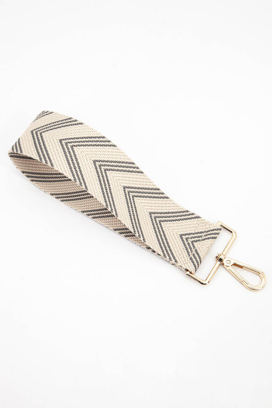 Woven Two Tone Chevron Print Wrist Strap in Khaki - Pursenalities_uk