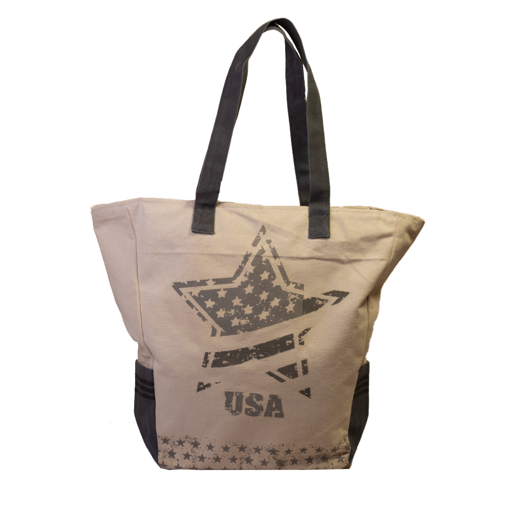 'USA' Star Canvas Shopper (382) - Pursenalities_uk