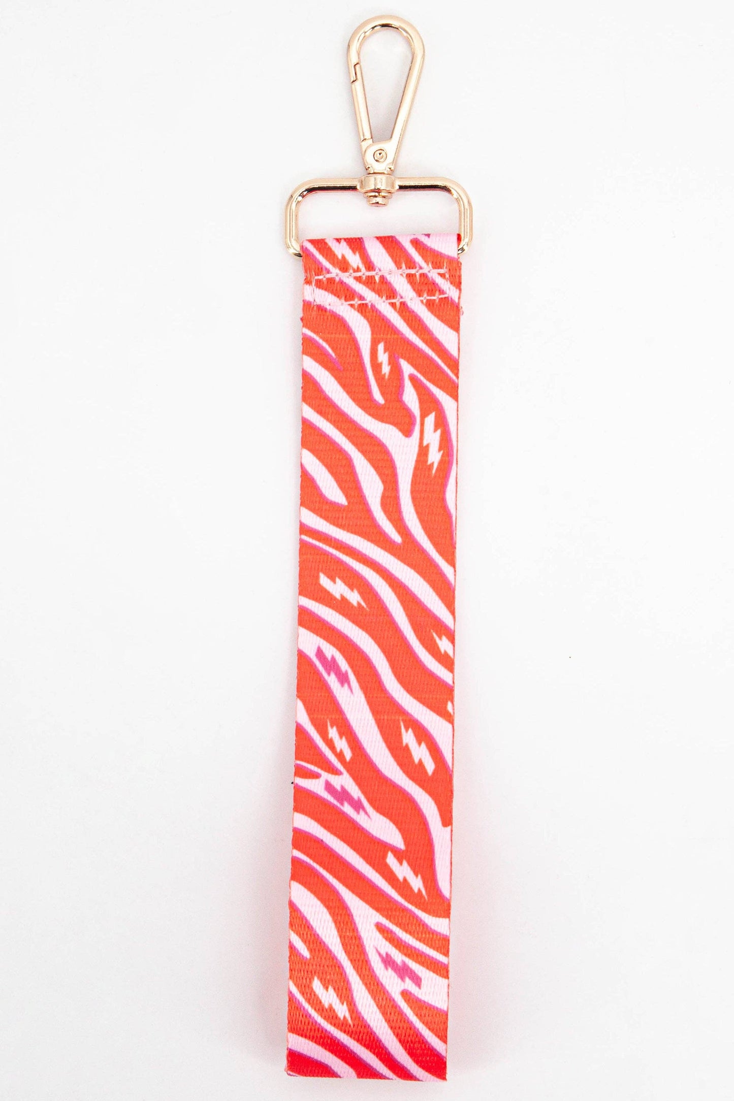 Two Tone Zebra & Lightning Bolt Wrist Strap in Pink & Orange - Pursenalities_uk